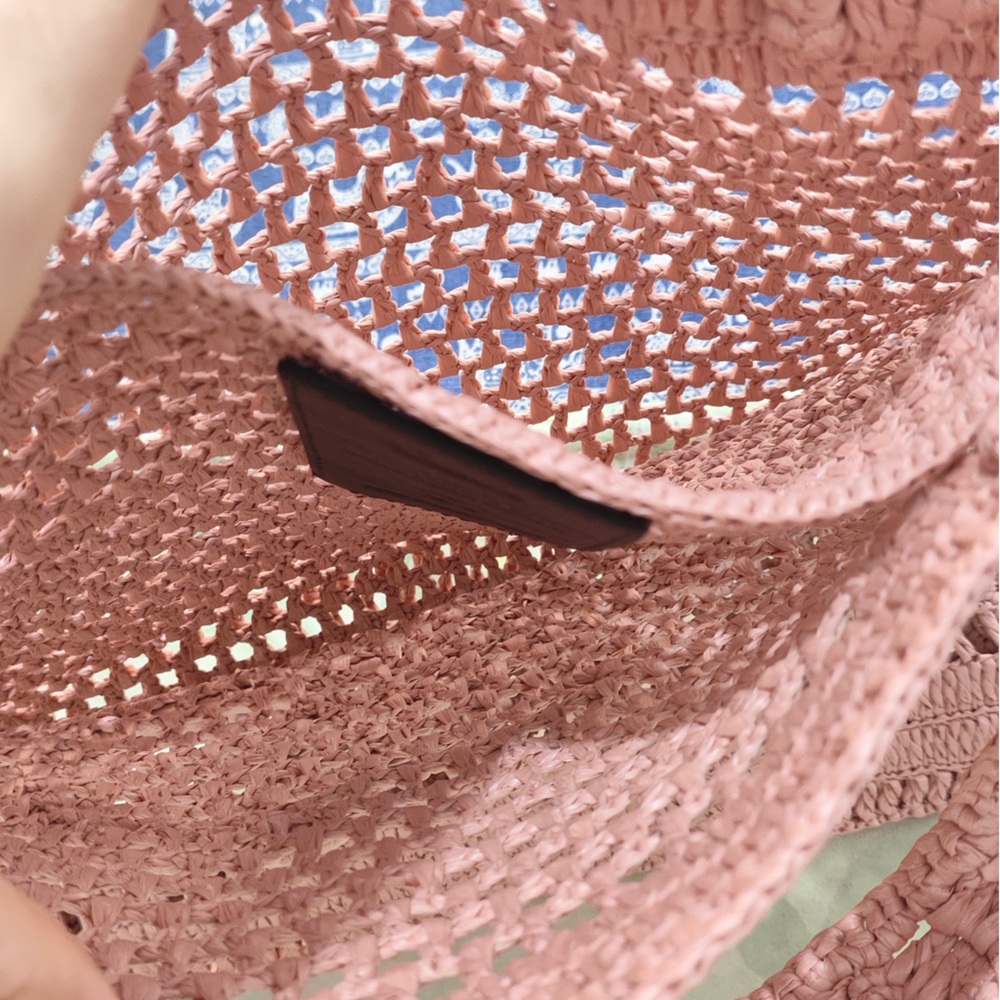 Chloe Blush Pink Crochet Tote with Logo Script - Picture 5 of 5
